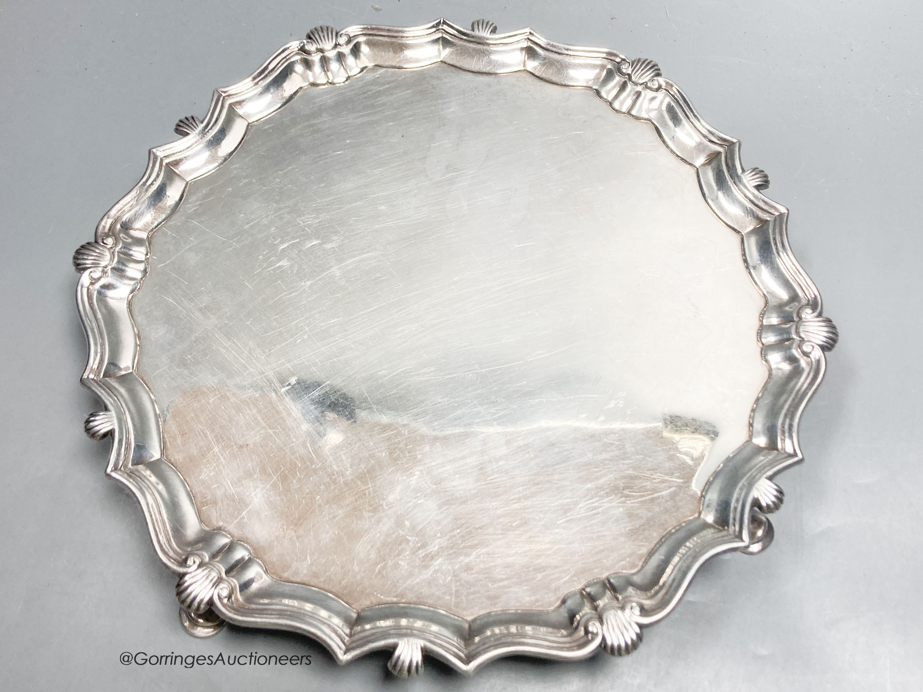 A George II silver salver, by John Robinson II, London, 1738, 26cm, 19oz.